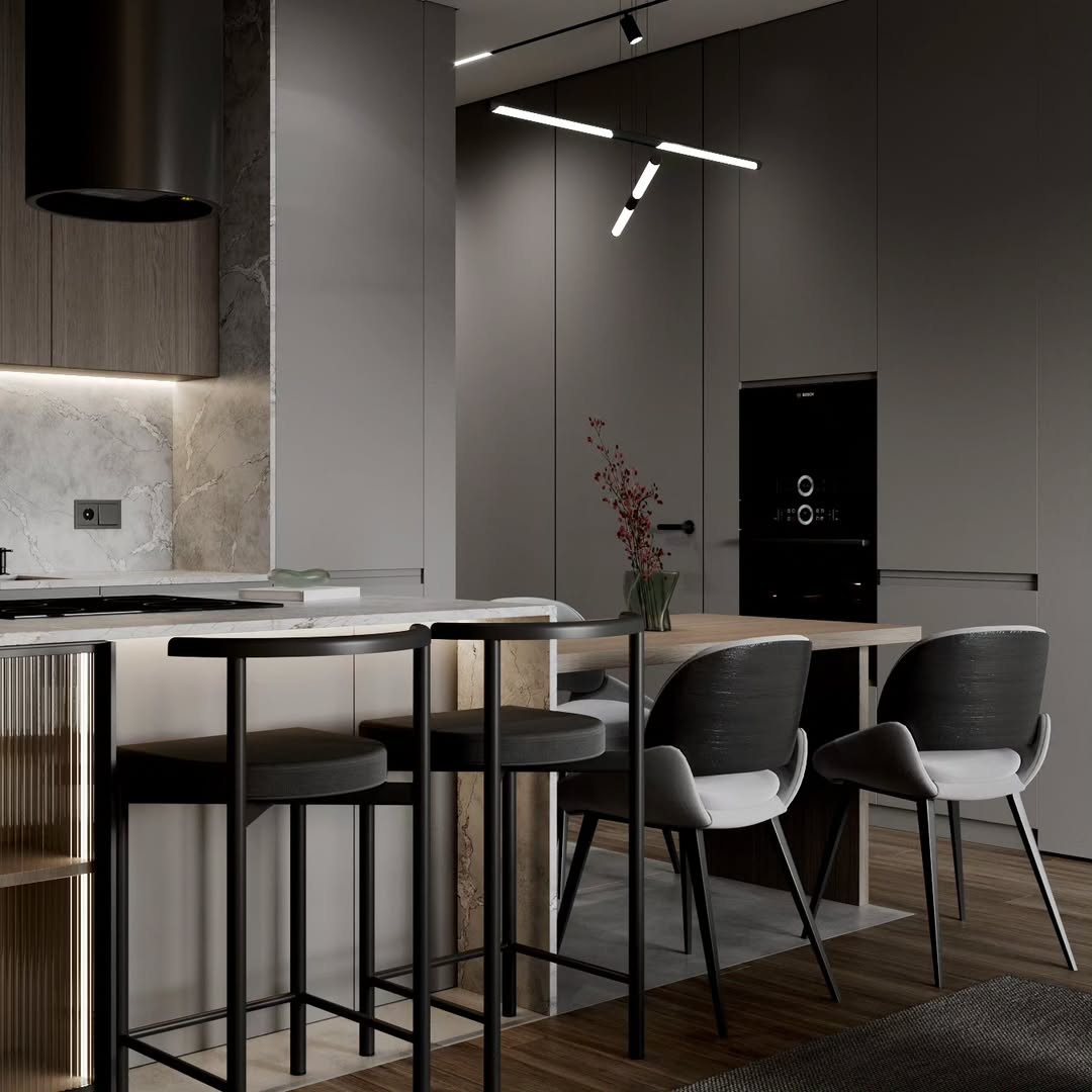 Apartment Interior 75 m² — Dark Warm Modern Gallery